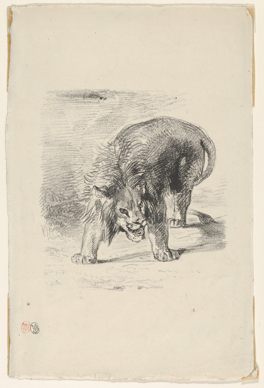 लायन स्टैंडिंग, 1833., 1833। द्वारा यूजीन डेलाक्रोइक्स