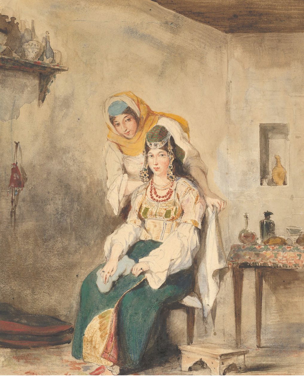 सादा, इब्राहीम बेन-चिमोल की पत्नी और उनकी बेटियों में से एक प्रीसियादा, 1832। द्वारा यूजीन डेलाक्रोइक्स