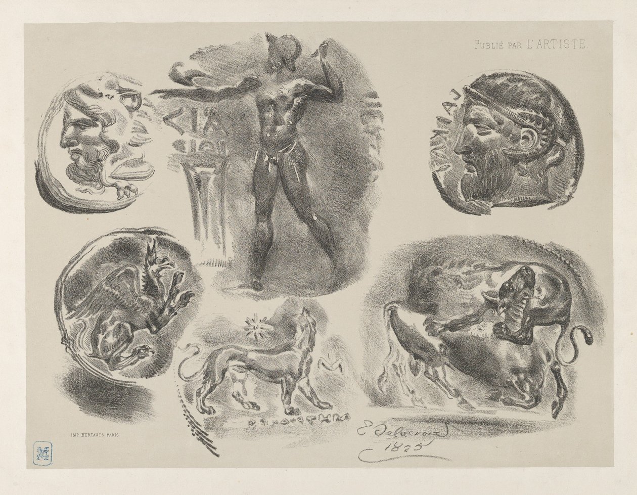 छह यूनानी सिक्कों का अध्ययन, 1825, 1825। द्वारा यूजीन डेलाक्रोइक्स