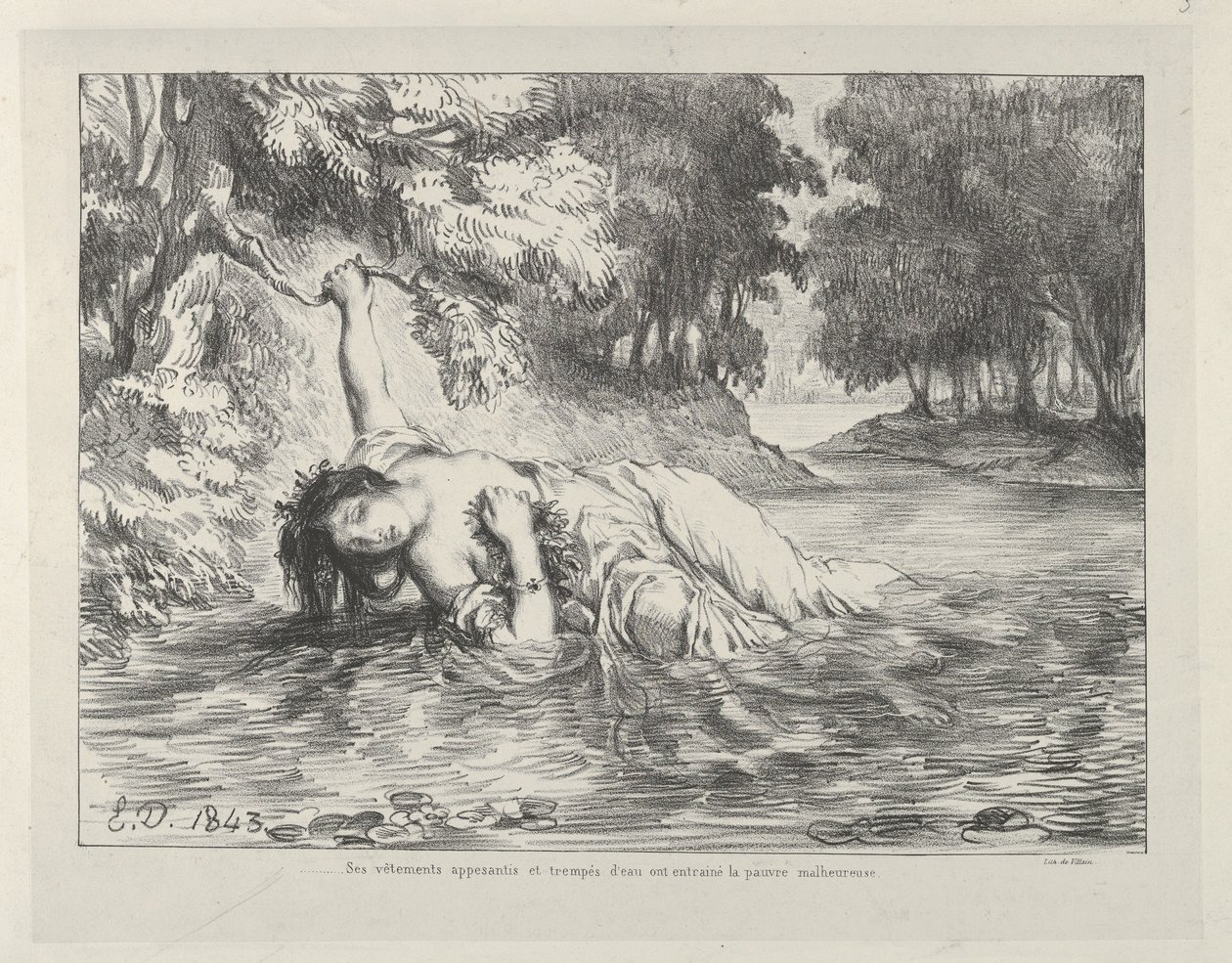 ओफेलिया की मौत, 1843, 1843। द्वारा यूजीन डेलाक्रोइक्स