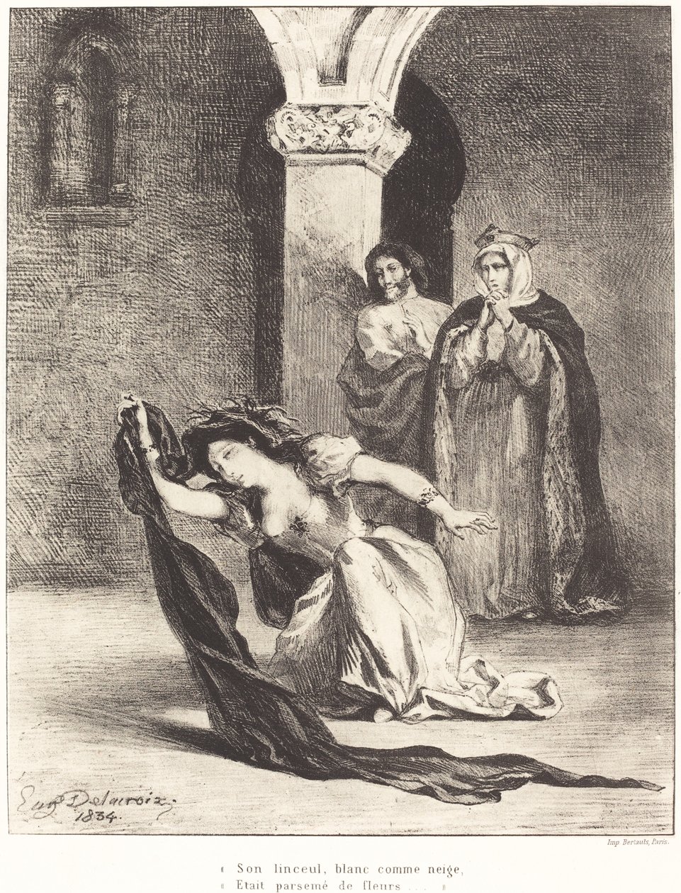 ओफेलिया अधिनियम IV का गीत, दृश्य V, 1834। द्वारा यूजीन डेलाक्रोइक्स