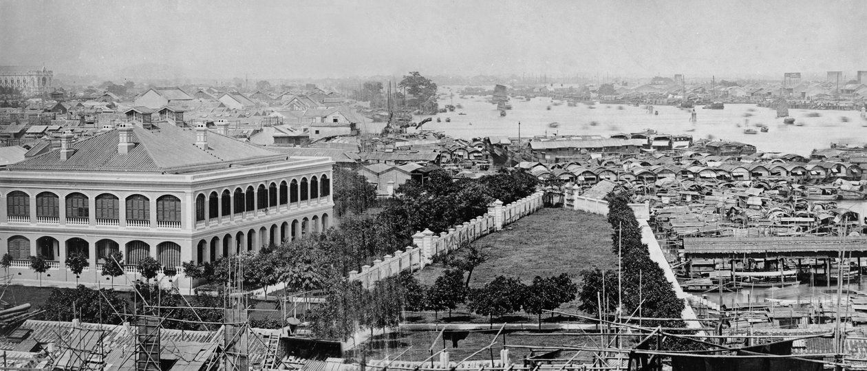 अमेरिकी रियायत के मैदान और पर्ल नदी, कैंटन, c.1880s द्वारा यूरोपीय फोटोग्राफर