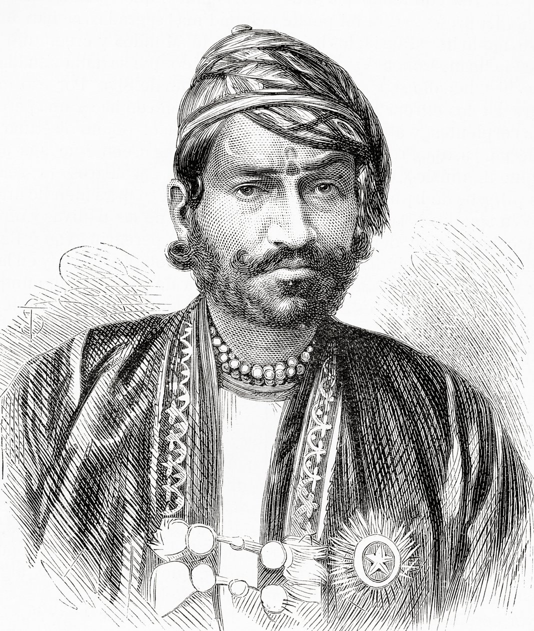 Maharajah Sawai Ram Singh II, Maharajah of Jaipur, from El Mundo en la Mano, published 1878  द्वारा यूरोपीय स्कूल