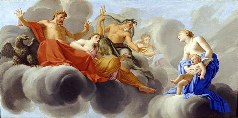 कामदेव का जीवन - शुक्र बृहस्पति को प्रस्तुत करता है द्वारा Eustache Le Sueur