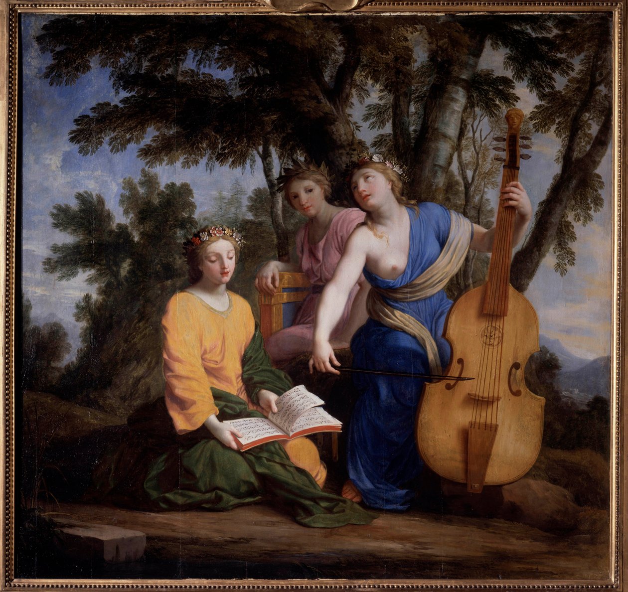 तीन Muses Melpomene, Erato और Polymnie (कैनवास पर तेल) का प्रतिनिधित्व द्वारा Eustache (का स्टूडियो) Le Sueur