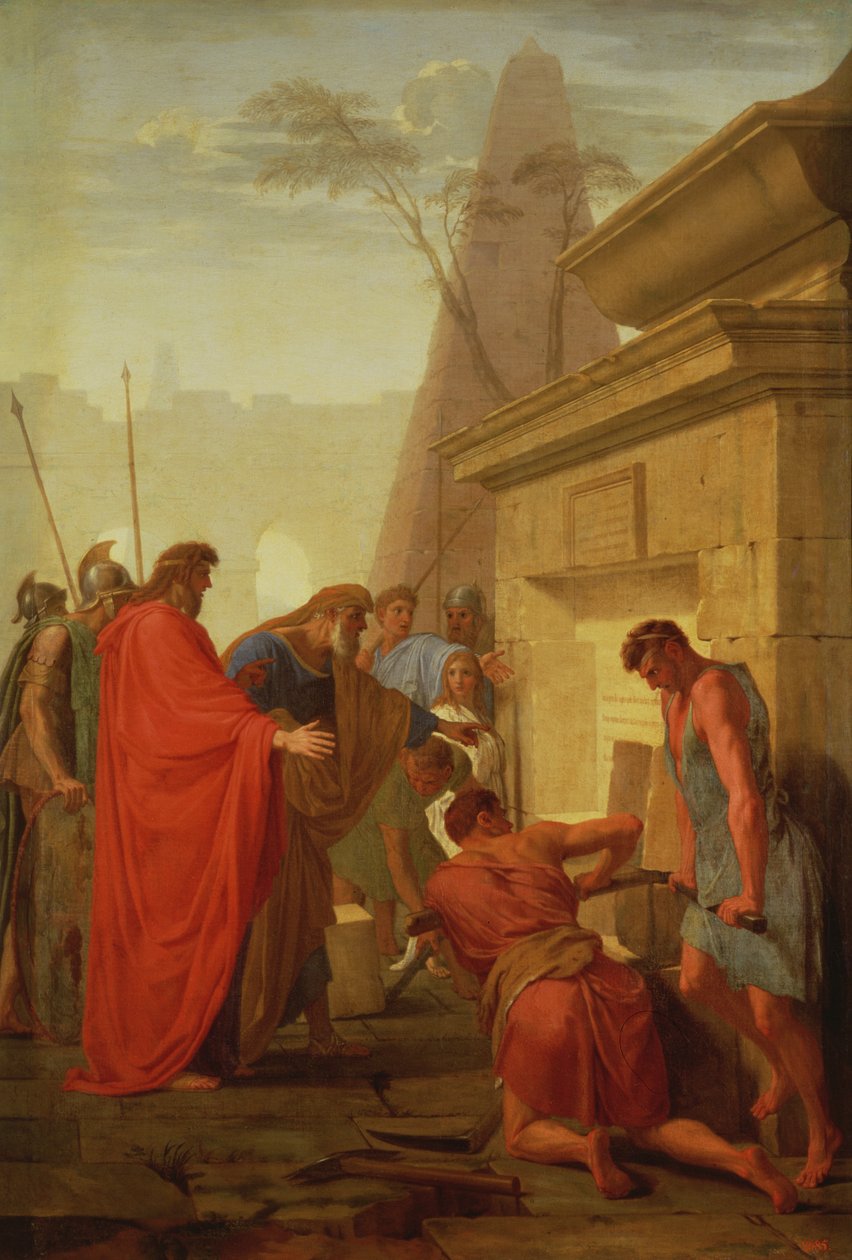 डेरियस हिस्टैस्पेस नाइटोक्रे के मकबरे को खोलता है, c.1649 द्वारा Eustache Le Sueur