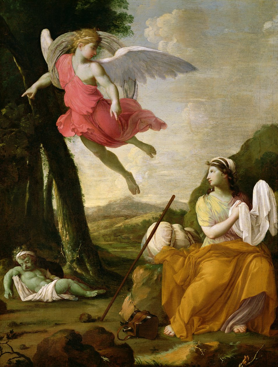 हैगर और इश्माएल को एन्जिल द्वारा बचाया, c.1648 द्वारा Eustache Le Sueur
