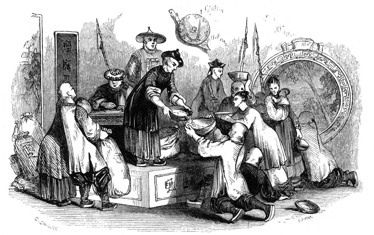 1847 में बिखराव के मौसम के दौरान लोगों को मकई देना द्वारा इवांस