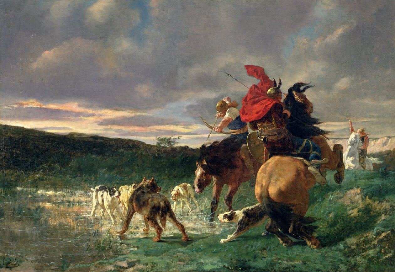 एक जंगली कुत्ते पर हमला करने वाले मेरोविंगियन द्वारा Evariste Vital Luminais