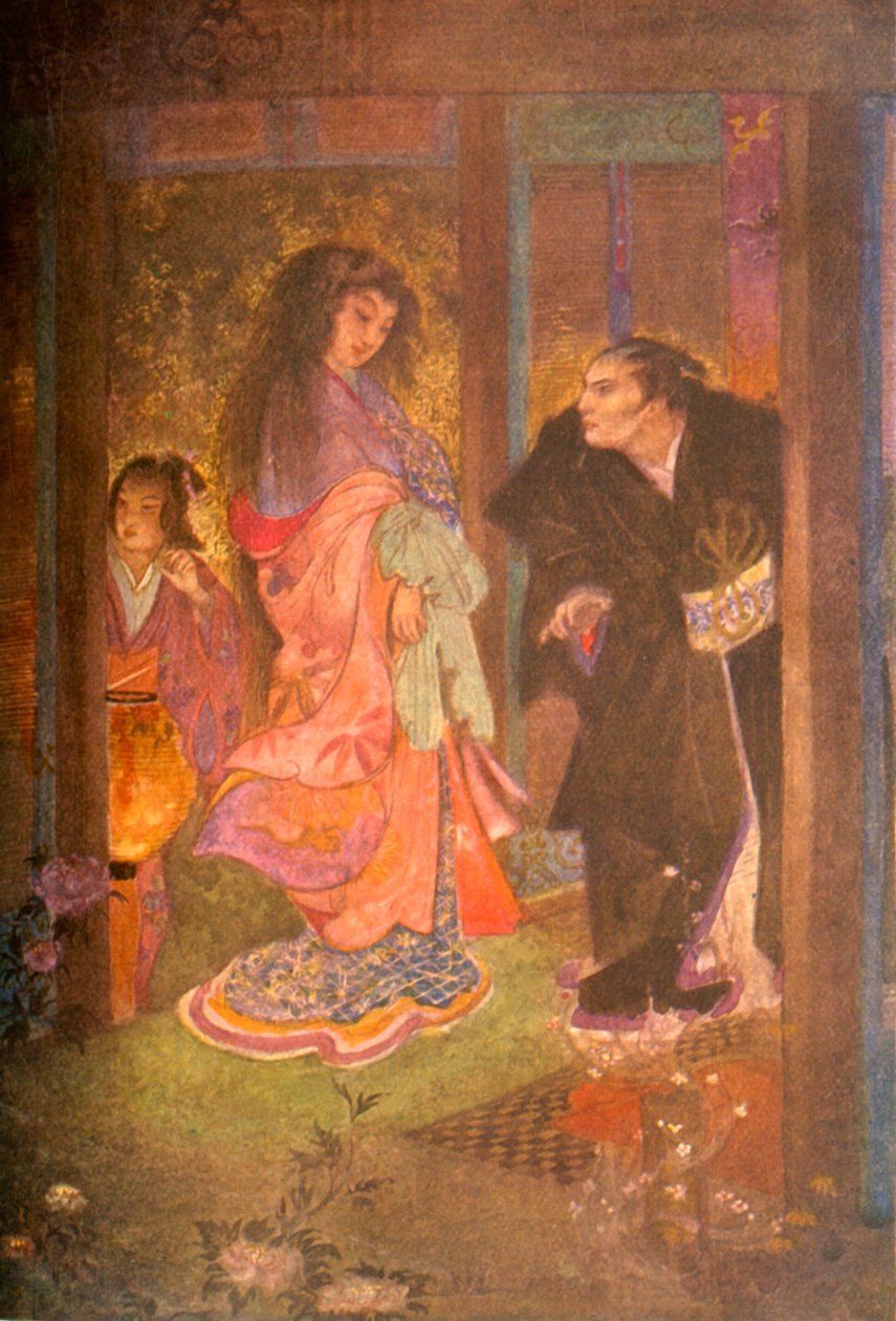 शिंज़ाब्यूरो ने त्सू और उसकी नौकरानी योने को पहचाना, 1912। द्वारा एवलिन पॉल