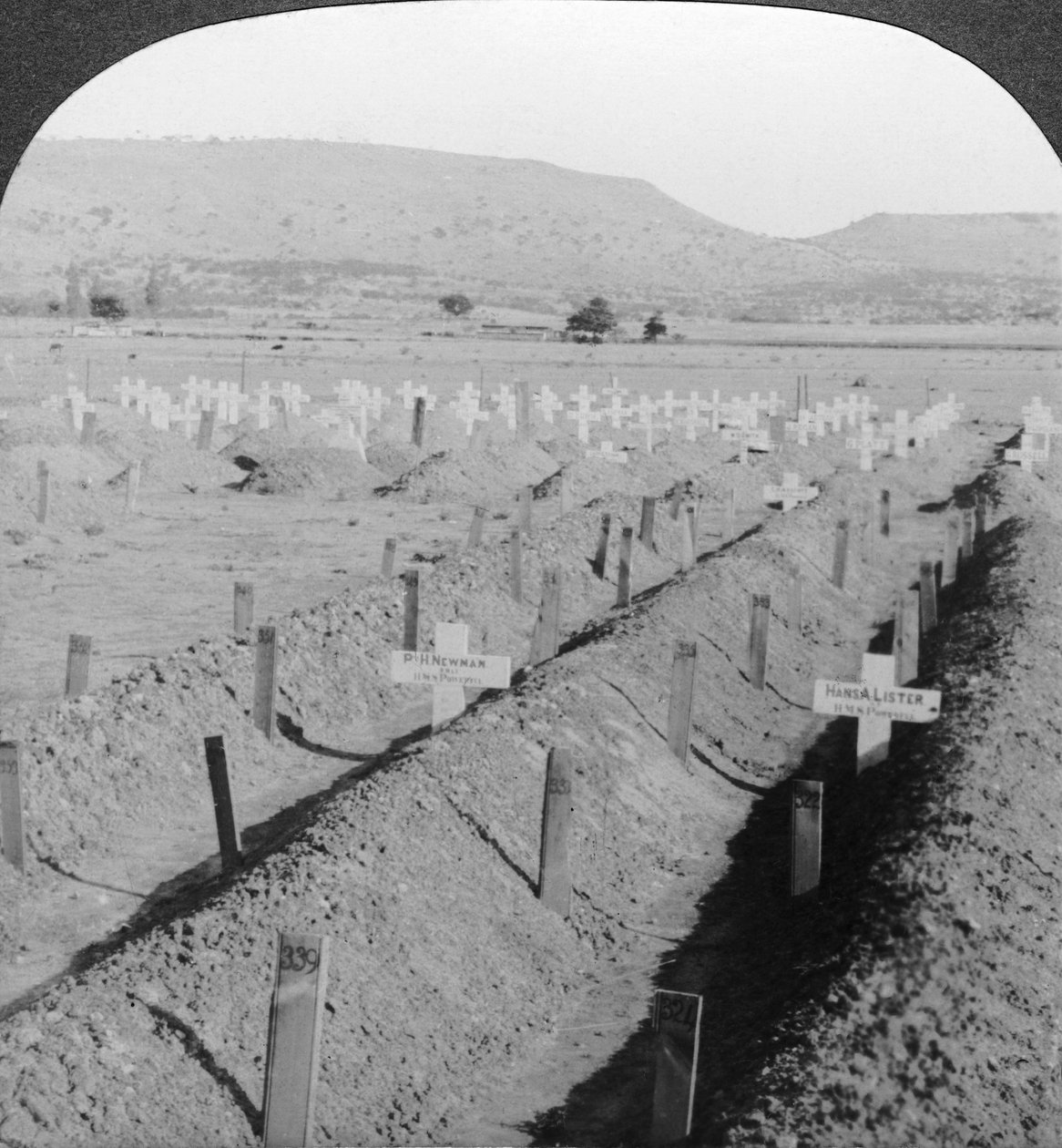 वर्जिन कब्रिस्तान, लाडस्मिथ, नटाल, दक्षिण अफ्रीका। द्वारा एक्सेलसियर स्टीरियोस्कोपिक टूर्स