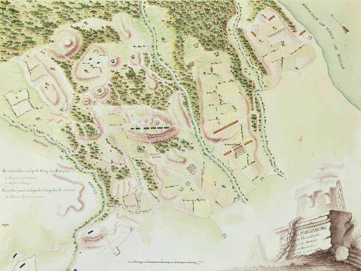&39;अमेरिका के युद्ध&39; से फिलिप्सबर्ग का नक्शा, 1782 (रंग उत्कीर्णन) द्वारा ड। डबबर्ग
