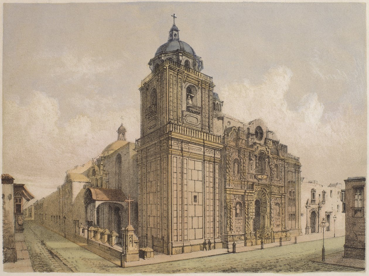 चर्च ऑफ ला मेरेड्ड, लीमा, मैरियानो, फेलिप पाज़ सोल्दान (1821-86) प्लेट XXV, 1863 द्वारा &39;गोग्राफिया डेल पेरू&39; का चित्रण द्वारा एफ। डेलमारे
