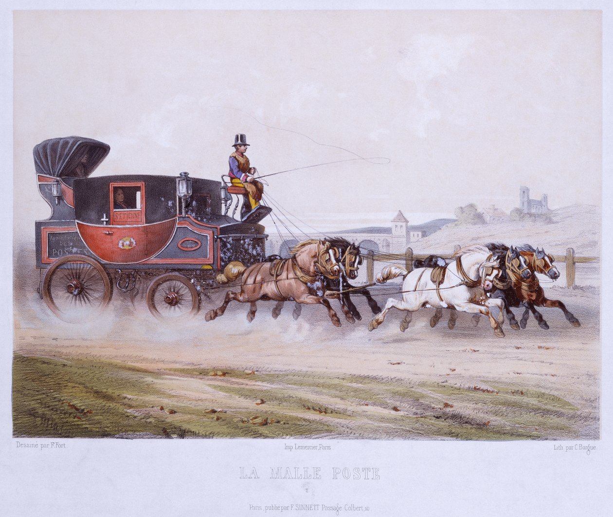 द मेल कोच, चार्ल्स बार्ग (1826-83) द्वारा उत्कीर्ण द्वारा किले के बाद एफ