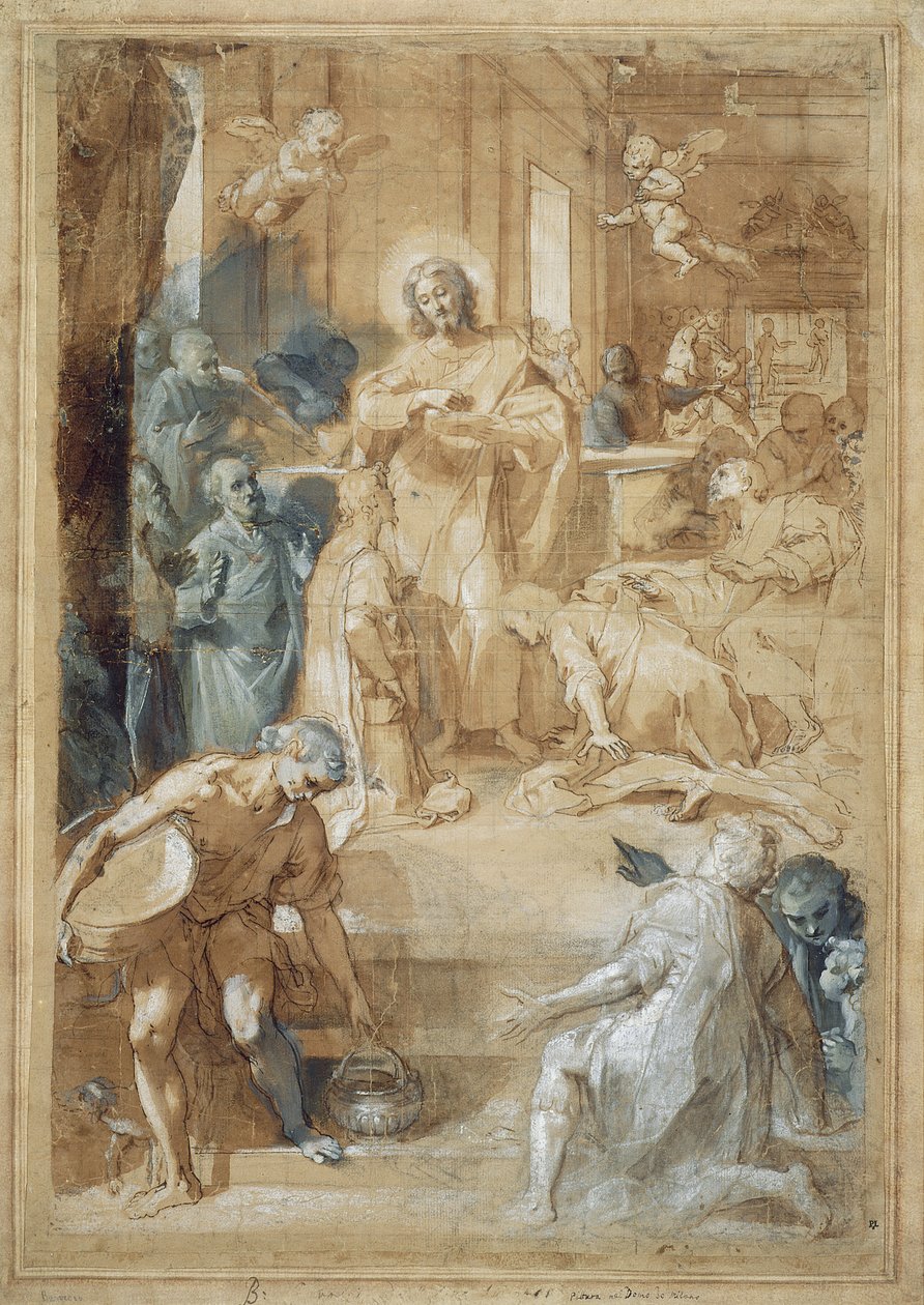 Eucharist की संस्था, c.1603 (कागज पर स्याही, काले चाक अचूक तेल के साथ स्याही) द्वारा फेडेरिको बारोकि
