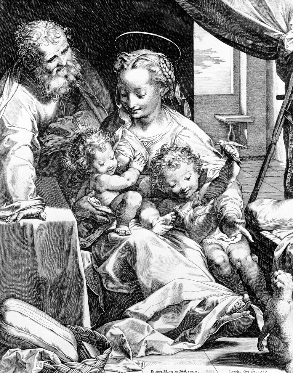 1577 में कॉर्नेलिस कॉर्ट द्वारा उत्कीर्ण पवित्र परिवार द्वारा फेडेरिको बारोकि