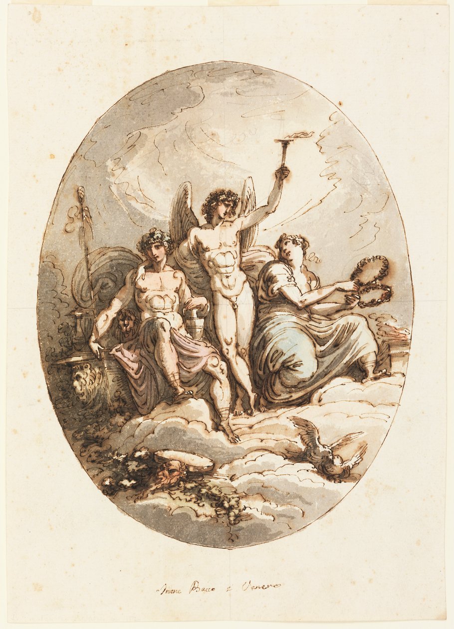 Bacchus, Hymen and Venus के साथ दीवार या छत की सजावट के लिए डिज़ाइन द्वारा फ़ेलिस गियानी