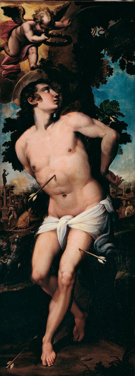 सेंट सेबेस्टियन पेंटिंग की शहादत फेलिस रिकिसियो डिट ब्रुसासोरज़ी (1539-1605) द्वारा 16 वीं शताब्दी का निजी संग्रह द्वारा फेलिस ब्रूससोरसी