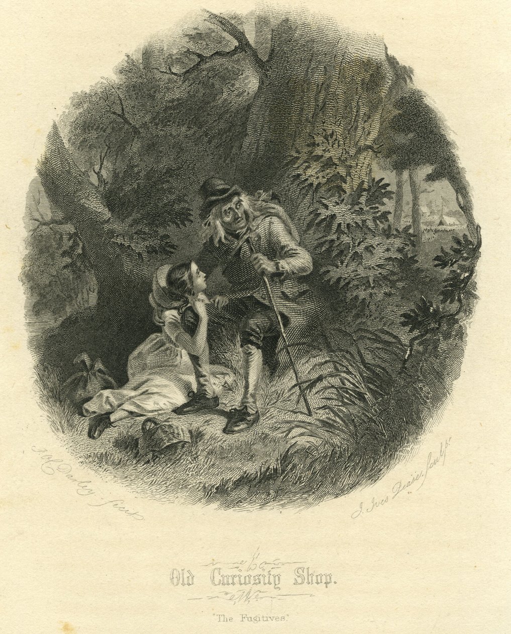 ओल्ड क्यूरियोसिटी शॉप: द फ्यूजिटिव्स, जोसेफ इवेस पीज़ (1809-83), 1868 द्वारा उत्कीर्ण द्वारा फेलिक्स ऑक्टेवियस कार डारले
