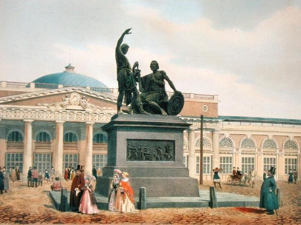 मास्को में 1840 के दशक में मिनिन और पॉज़र्स्की स्मारक द्वारा फेलिक्स बेनोइस्ट
