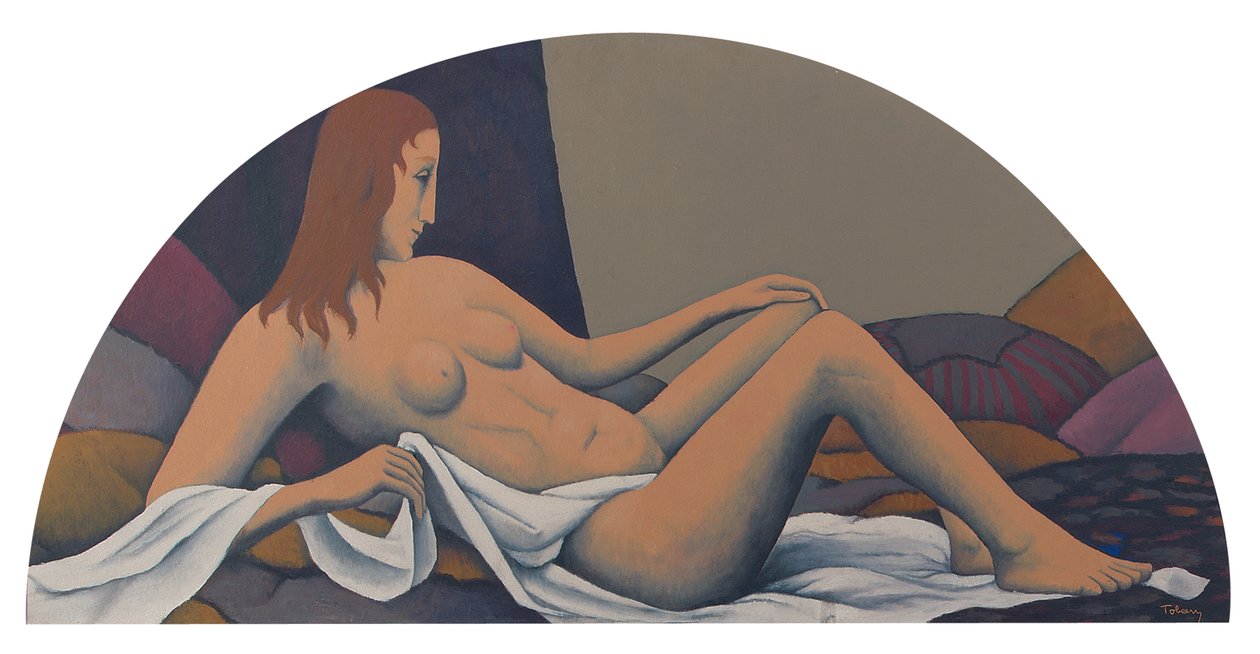 Reclining नंगा (कार्डबोर्ड पर तेल) द्वारा फेलिक्स एली टोबीन