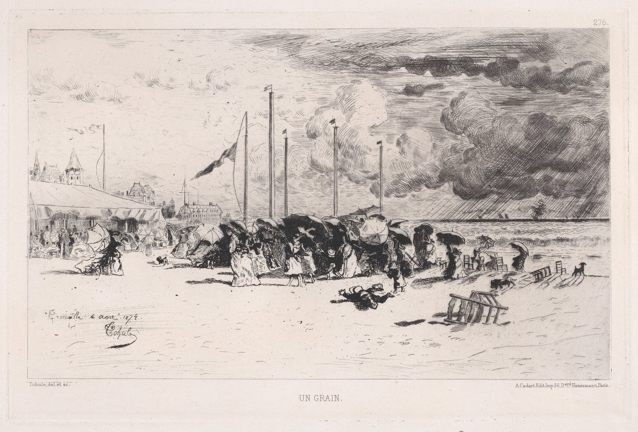 ट्रौविल, 1874 में एक तूफ़ान। द्वारा फेलिक्स हिलैरे बुहोट