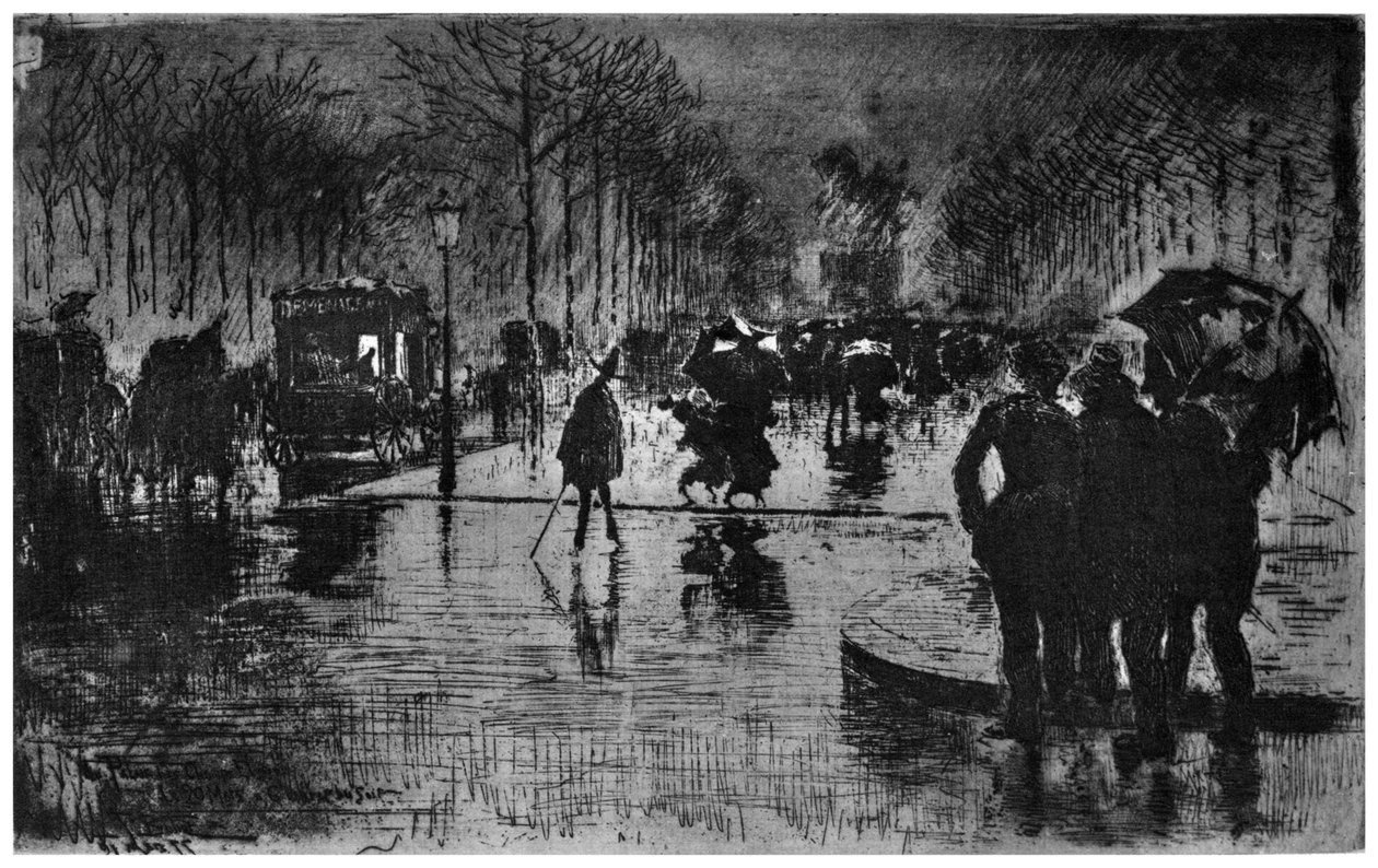 चैंप्स-एलिसे की वापसी, c1870-1900 1924 द्वारा फेलिक्स हिलैरे बुहोट