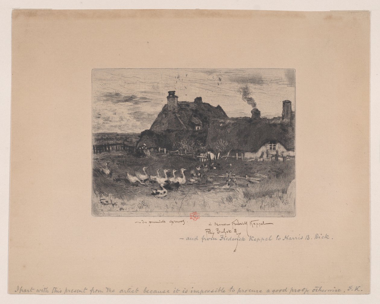 छोटे छप्पर वाले कॉटेज लेस पेटिट्स चौमीरेस, 1878। द्वारा फेलिक्स हिलैरे बुहोट