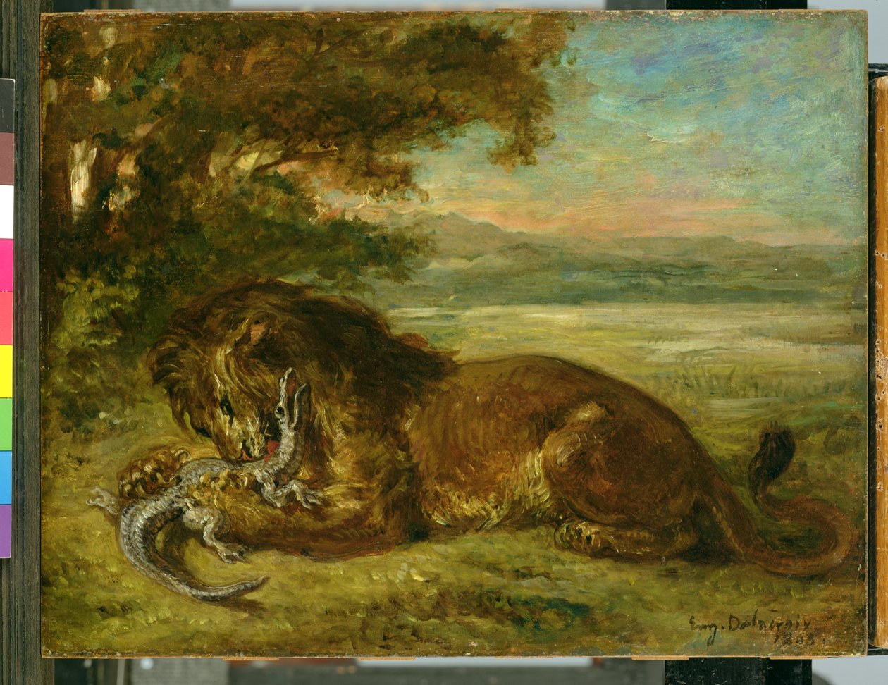 सिंह और मगरमच्छ, 1863 द्वारा फर्डिनेंड विक्टर यूजीन डेलाक्रोइक्स