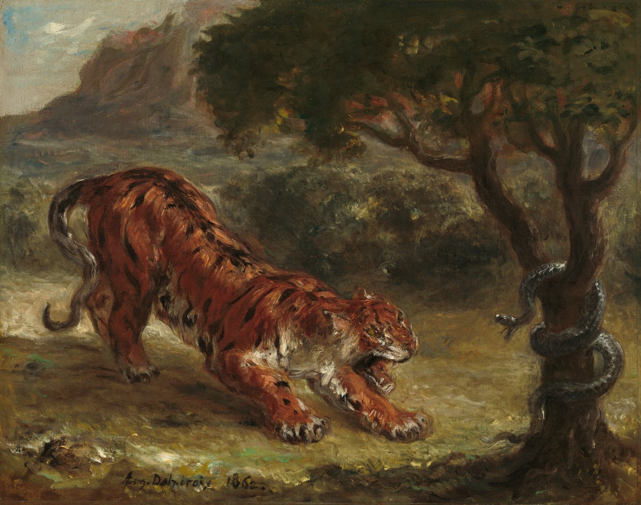 टाइगर एंड स्नेक, 1862 द्वारा फर्डिनेंड विक्टर यूजीन डेलाक्रोइक्स