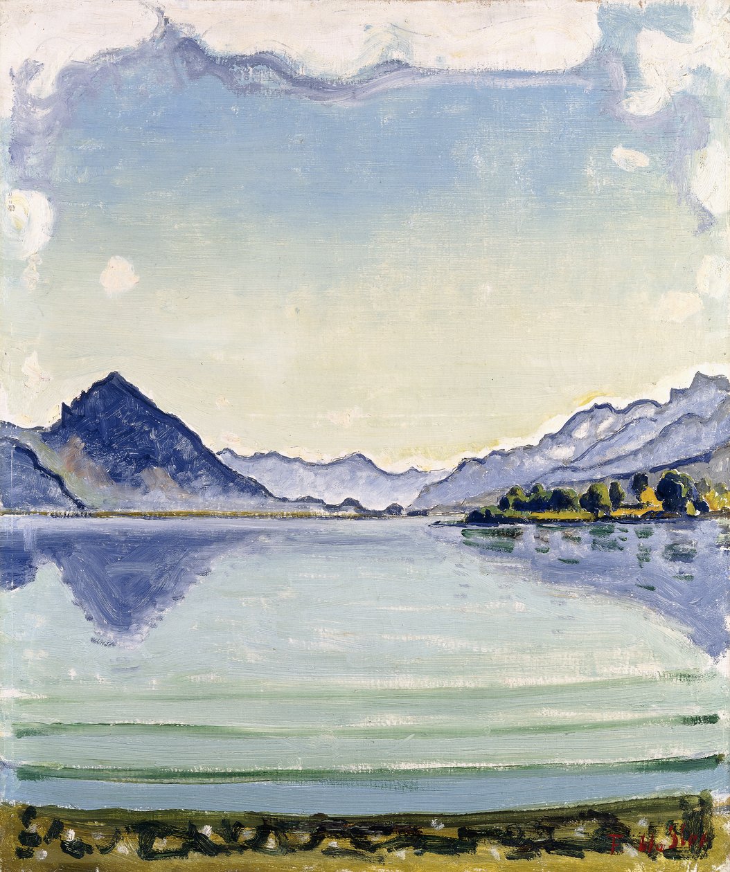 लिसनिंग में थुनेर्सी, 1909 द्वारा फर्डिनेंड होडलर