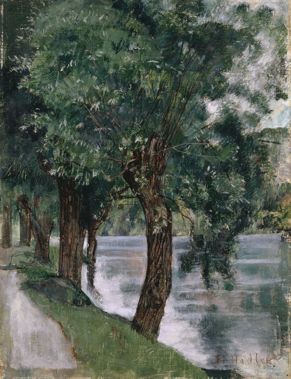 विलो पेड़ रोन में, c.1885 द्वारा फर्डिनेंड होडलर