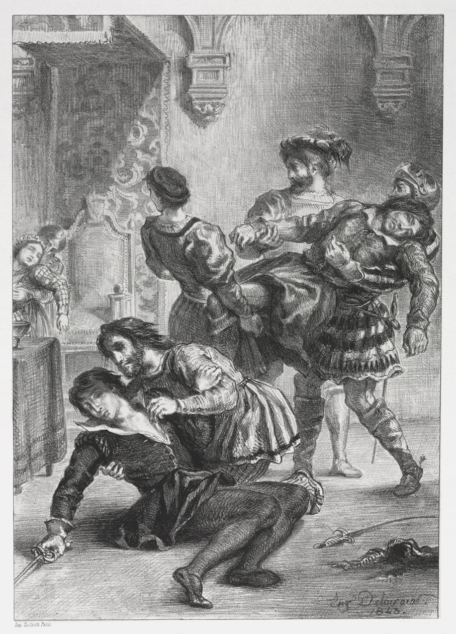 हेमलेट: द डेथ ऑफ हेमलेट, 1843। द्वारा फर्डिनेंड विक्टर यूजीन डेलाक्रोइक्स