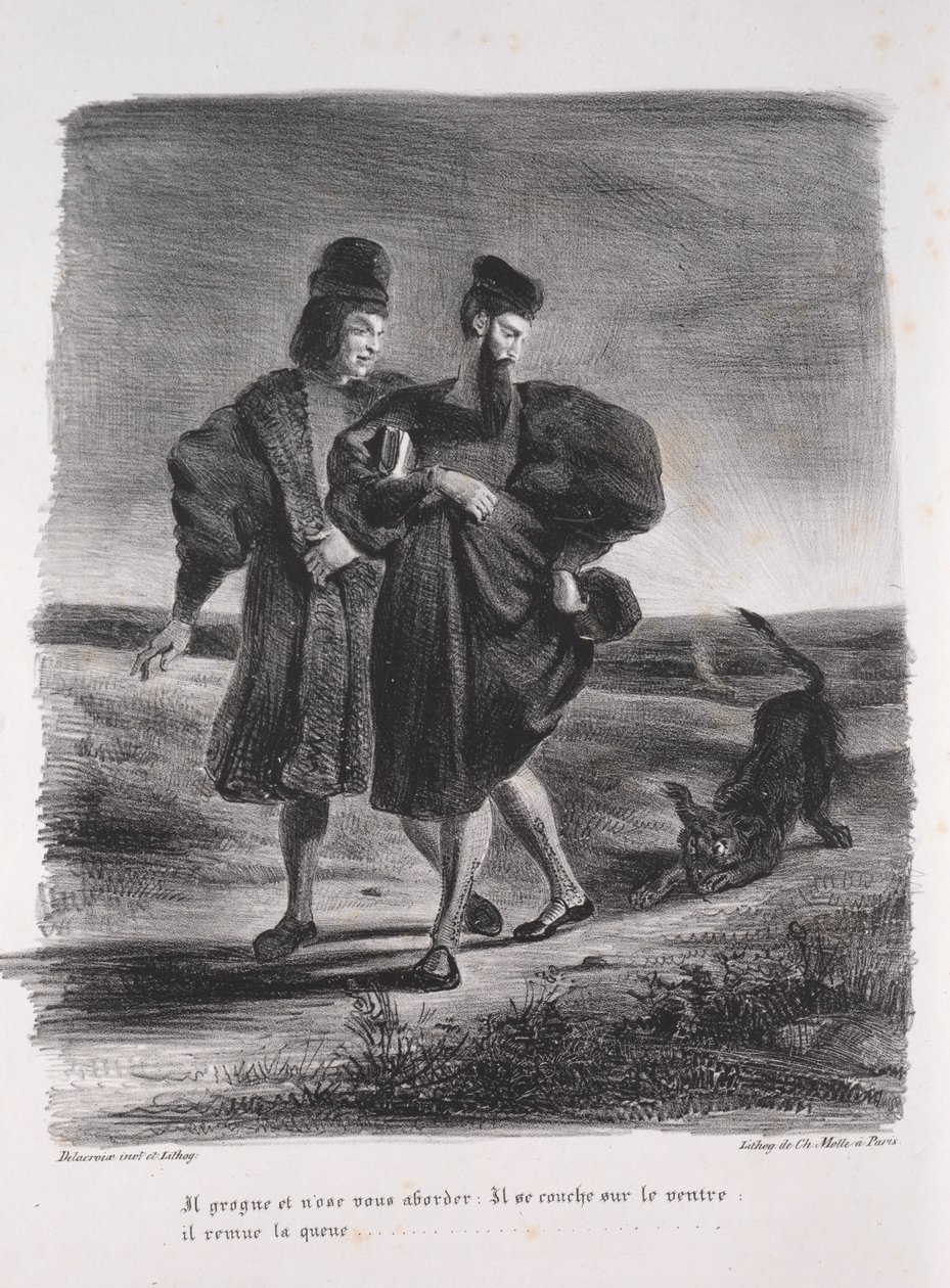 Faust के लिए चित्र: Faust, Méphistophélé and the barbet, 1828। द्वारा फर्डिनेंड विक्टर यूजीन डेलाक्रोइक्स