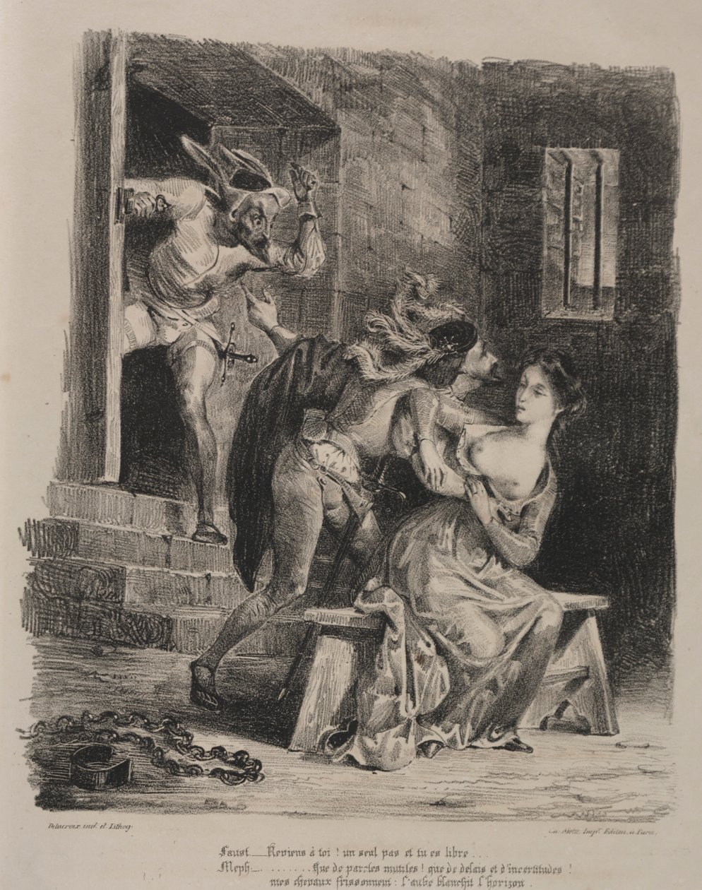 Faust के लिए चित्र: Marguerite, 1828 की जेल में आस्था। द्वारा फर्डिनेंड विक्टर यूजीन डेलाक्रोइक्स