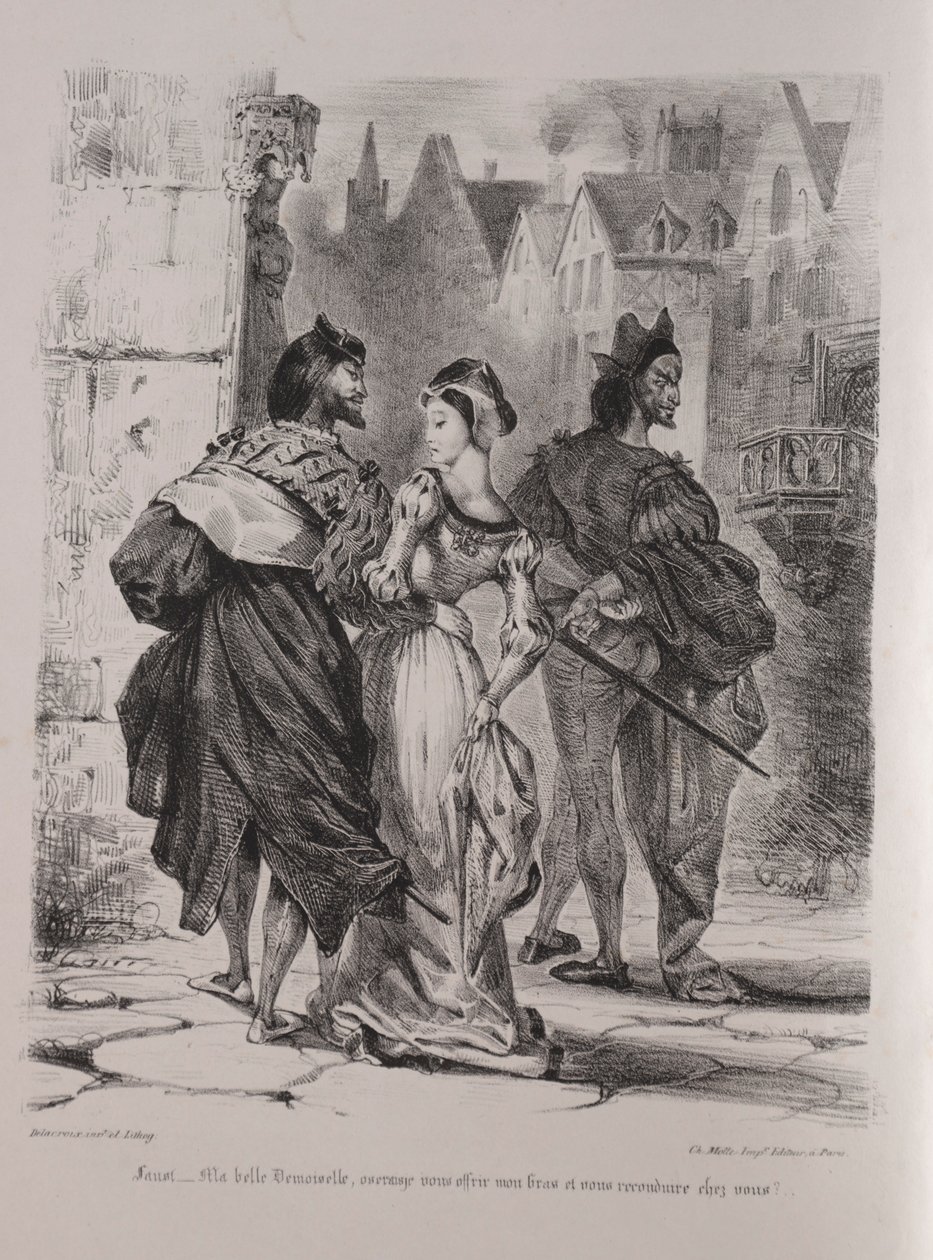 Faust के लिए चित्र: Faust Marguerite, 1828 को लुभाना चाहता है। द्वारा फर्डिनेंड विक्टर यूजीन डेलाक्रोइक्स