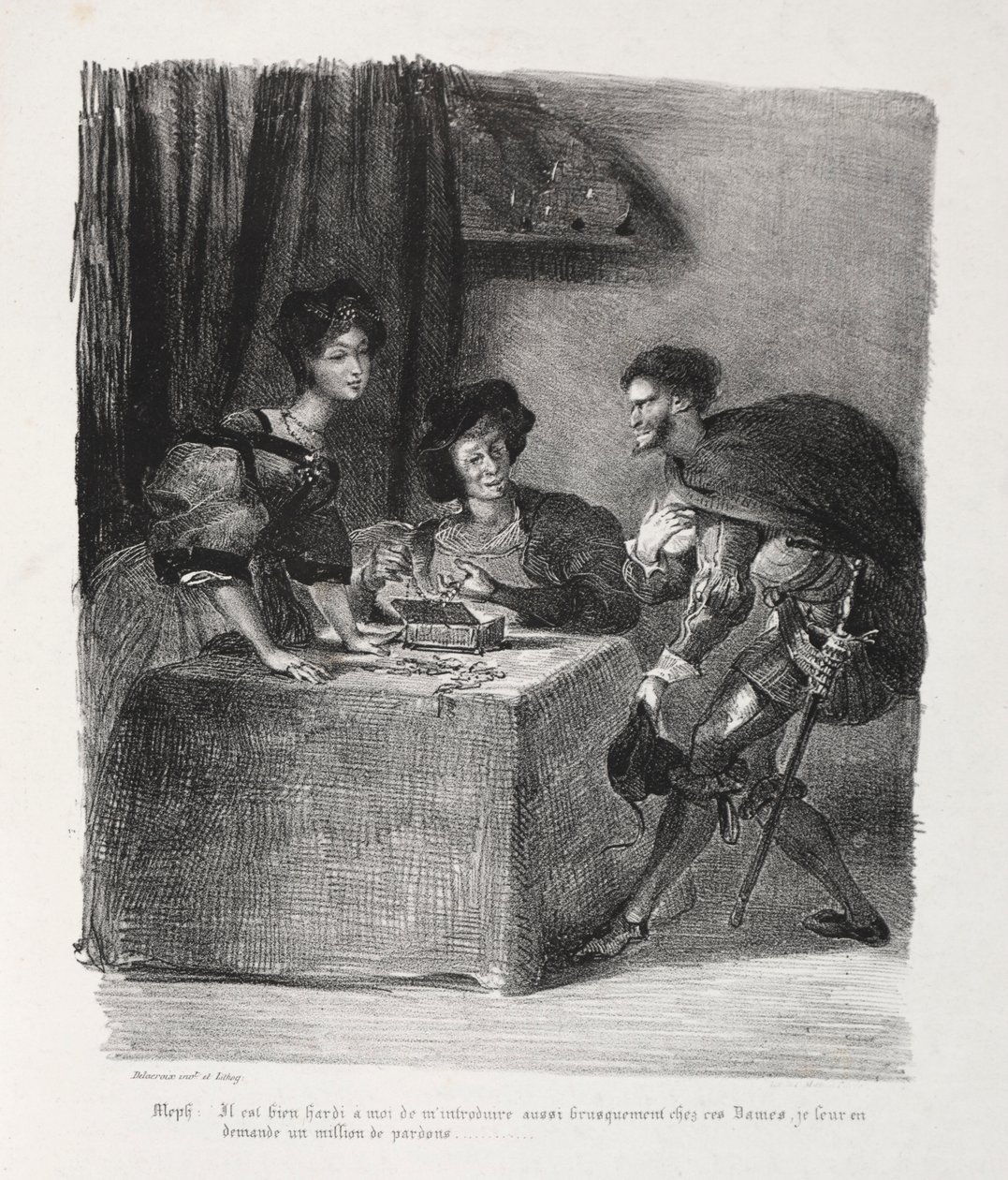 फॉस्ट के लिए चित्र: मेफिस्टोफेलस मार्थे, 1828 में है। द्वारा फर्डिनेंड विक्टर यूजीन डेलाक्रोइक्स