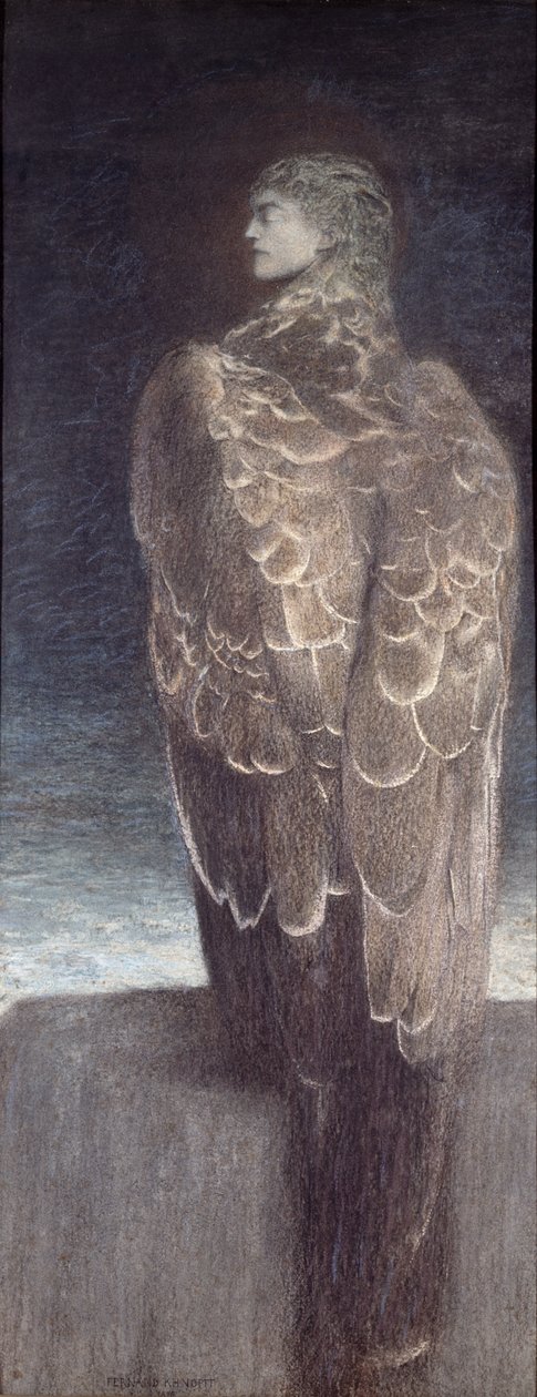 स्लीपिंग मेडुसा, 1896 (पेपर पर पेस्टल) द्वारा फर्नांड खनोफ