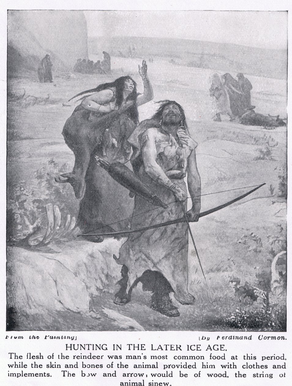 बाद के हिम युग में शिकार, &39;हचिन्सन हिस्ट्री ऑफ़ द नेशंस&39;, c.1910 से चित्रण द्वारा फर्नांड कोरमन