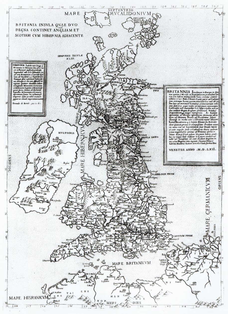 Carde, dup Regna शामिल इंग्लैंड और स्कॉटलैंड और आयरलैंड निर्धारक, Orgione द्वारा, 1562 (उत्कीर्णन) द्वारा फर्नांडो बर्टेली
