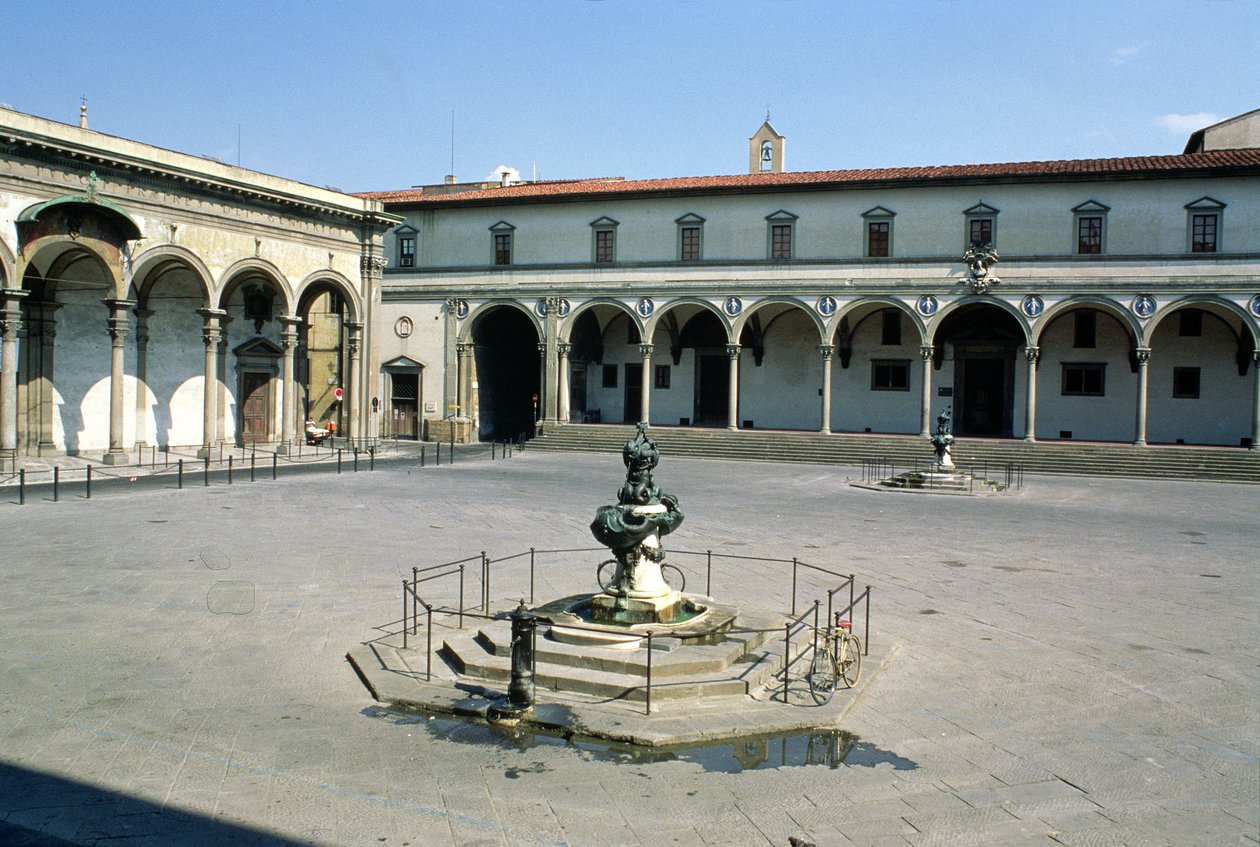 Ospedale degli Innocenti के लॉगगिआ का दृश्य, निर्मित c.1420 द्वारा फिलिप्पो ब्रुनेलेस्ची