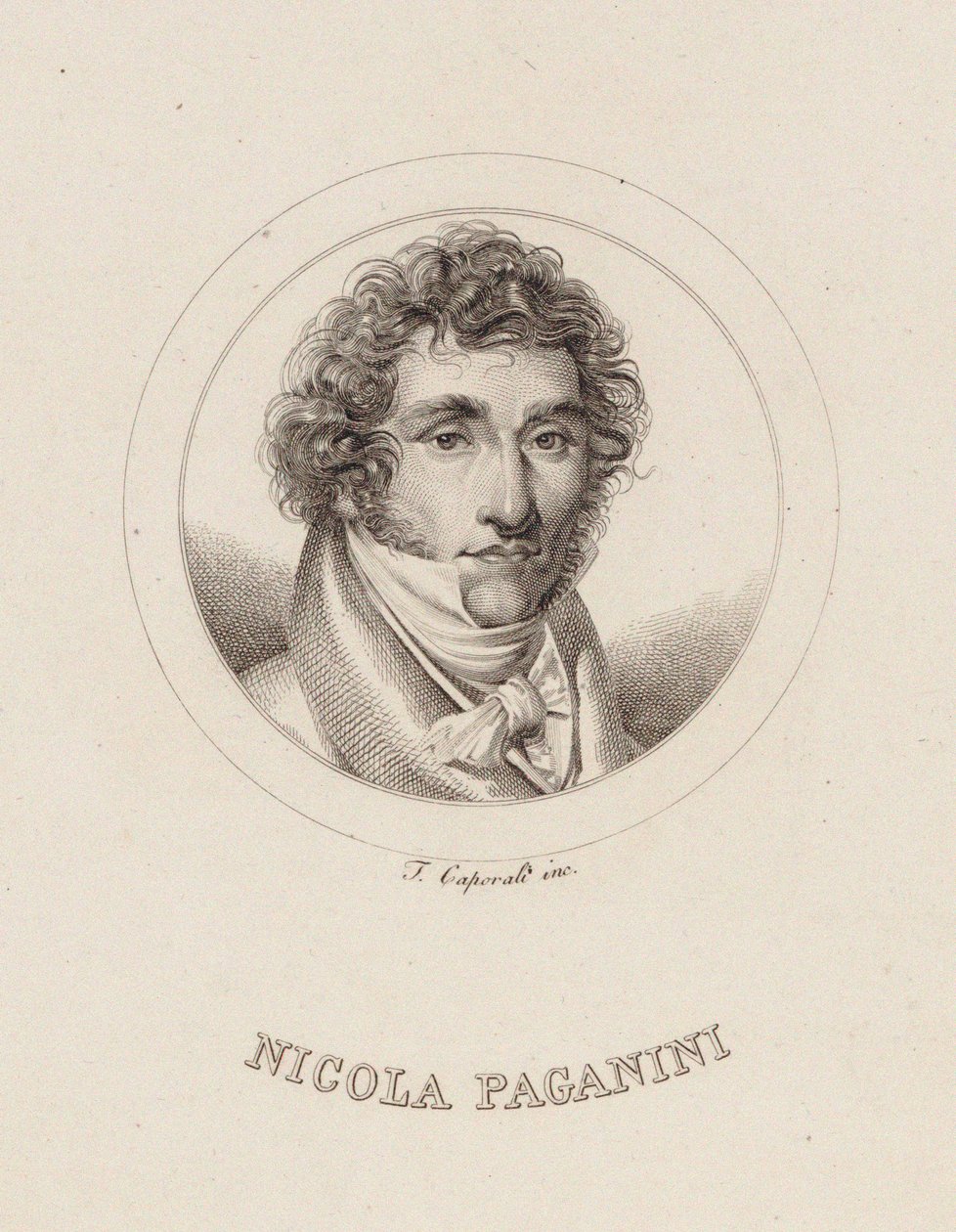 निकोलो पगनीनी का पोर्ट्रेट 1782-1840, 1840। द्वारा फ़िलिपो कैपोरालि