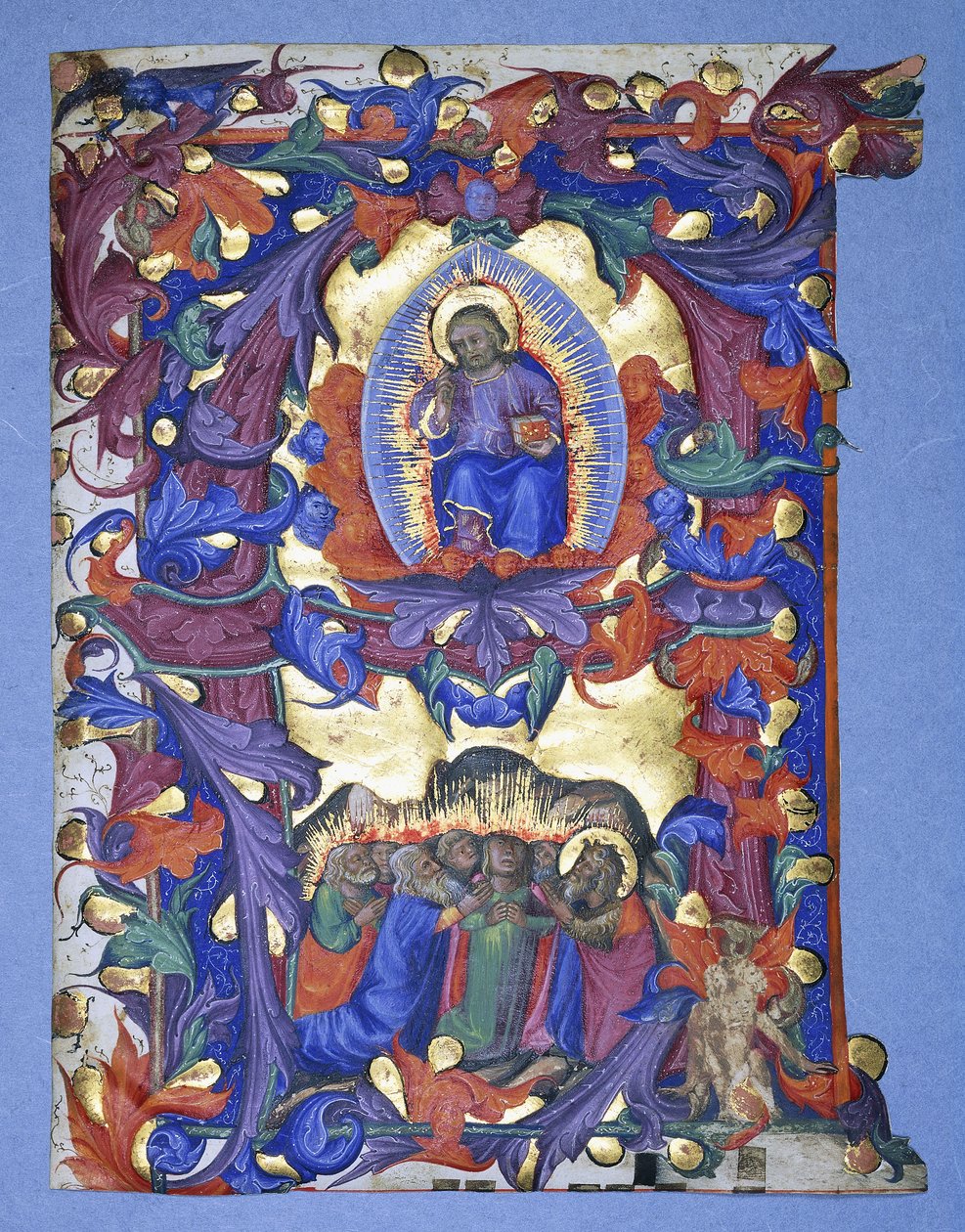 एक बड़े ऐतिहासिक "ए" को एस्केन्शन के चित्रण के साथ, c.1450 द्वारा फिलिप्पो डी माटेओ टोरेली