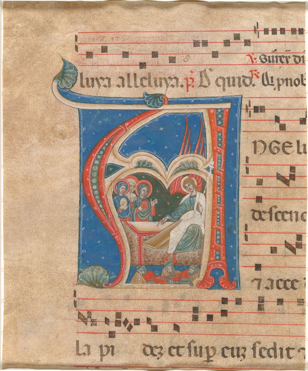 कब्र पर तीन पवित्र महिलाएँ द्वारा Cortona Antiphonaries के पहले मास्टर