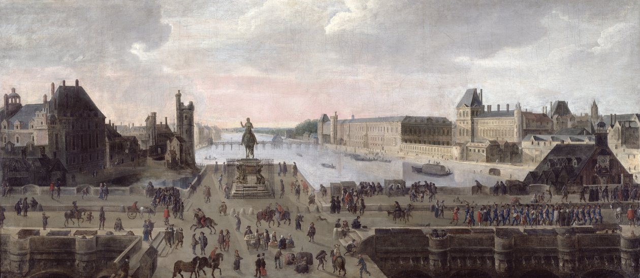 पोंट-नेउफ़ और रिवर सीन को नीचे की ओर देखें, c.1633 द्वारा फ्लेमिश स्कूल