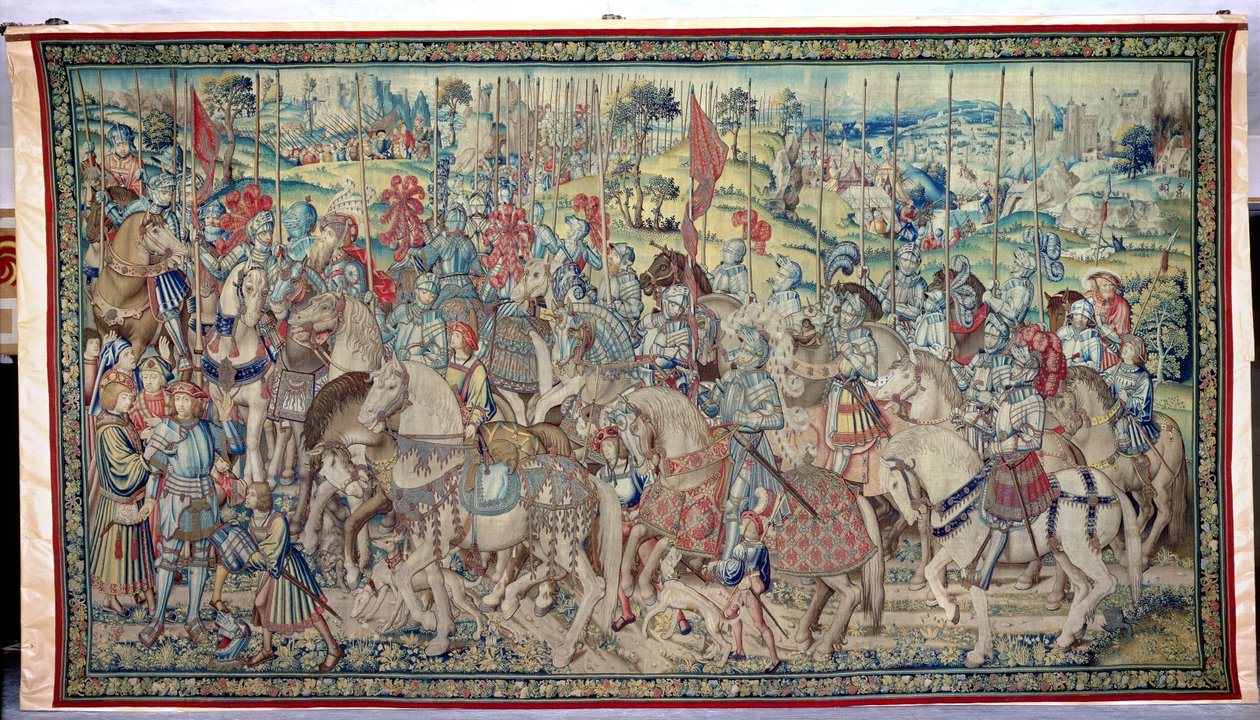 डेविड और बाथशेबा की टेपेस्ट्री से राइडर्स को इकट्ठा करते हुए, c.1510-15 (182422 में देखें) द्वारा फ्लेमिश स्कूल