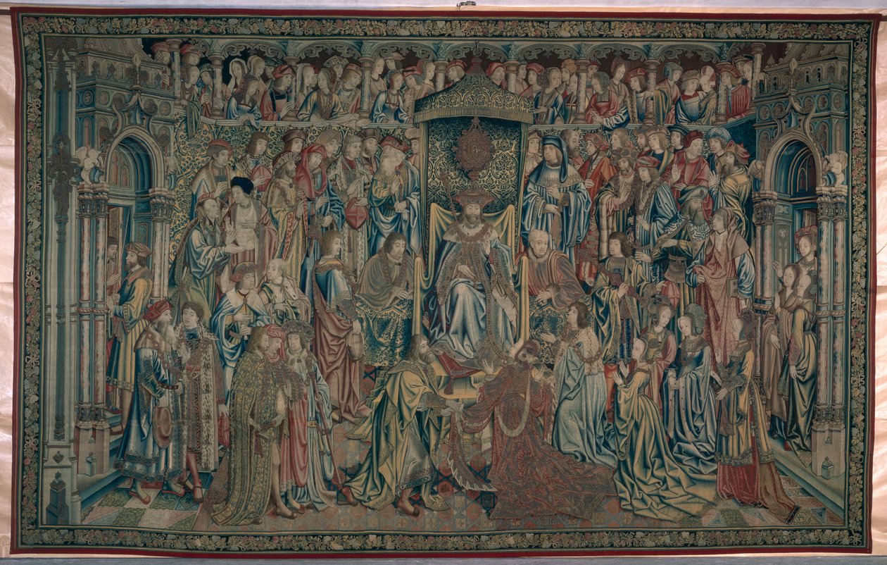बाथशेबा ने कोर्ट में स्वागत किया, डेविड और बाथशेबा की तपस्या, c.1510-15 द्वारा फ्लेमिश स्कूल