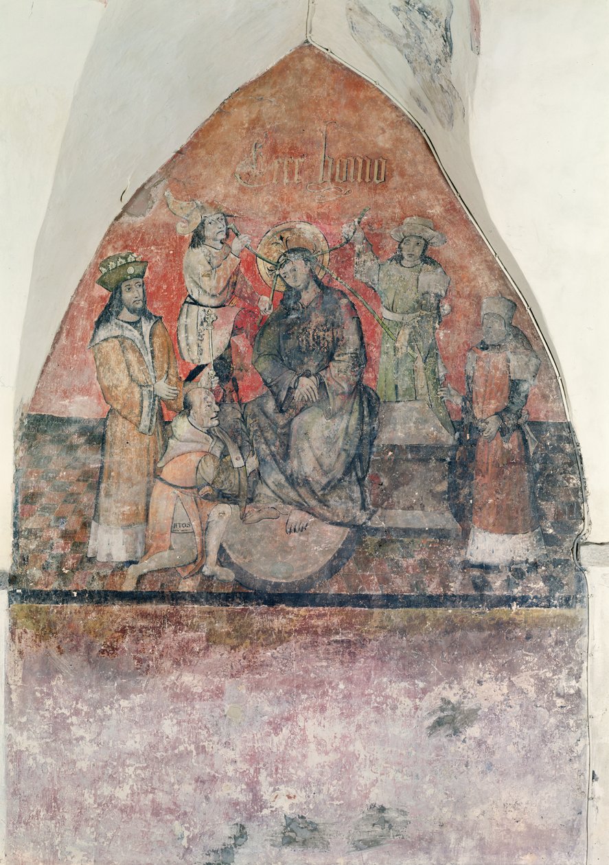 क्राइस्ट को कांटों के ताज के साथ ताज पहनाया जा रहा है, क्रिप्ट में भित्ति, c.1480-1540 द्वारा फ्लेमिश स्कूल
