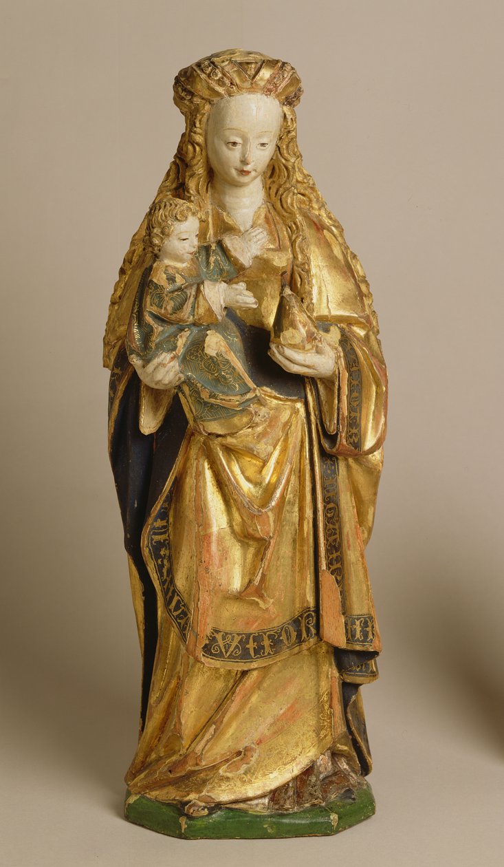 मैडोना एंड चाइल्ड, स्कूल ऑफ मेकलेन, c.1500 (पॉलीक्रोम और गिल्ड ओक) द्वारा फ्लेमिश स्कूल