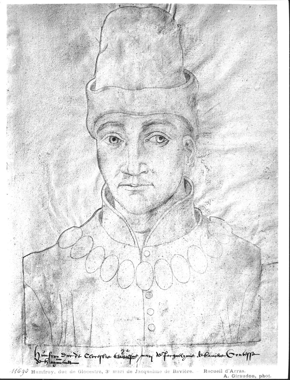 सुश्री 266 f.37 पोर्ट ऑफ हम्फ्रे ऑफ इंग्लैंड (1390-1447) ड्यूक ऑफ ग्लूसेस्टर, &39;रिक्यूइल डी&39;आर्स&39; से (कागज पर पेंसिल) (बीवी फोटो) द्वारा फ्लेमिश स्कूल